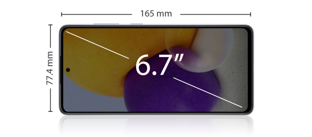 نمایشگر گوشی موبایل سامسونگ مدل گلکسی A72 دو سیم کارت ظرفیت 256 گیگابایت با رم 8