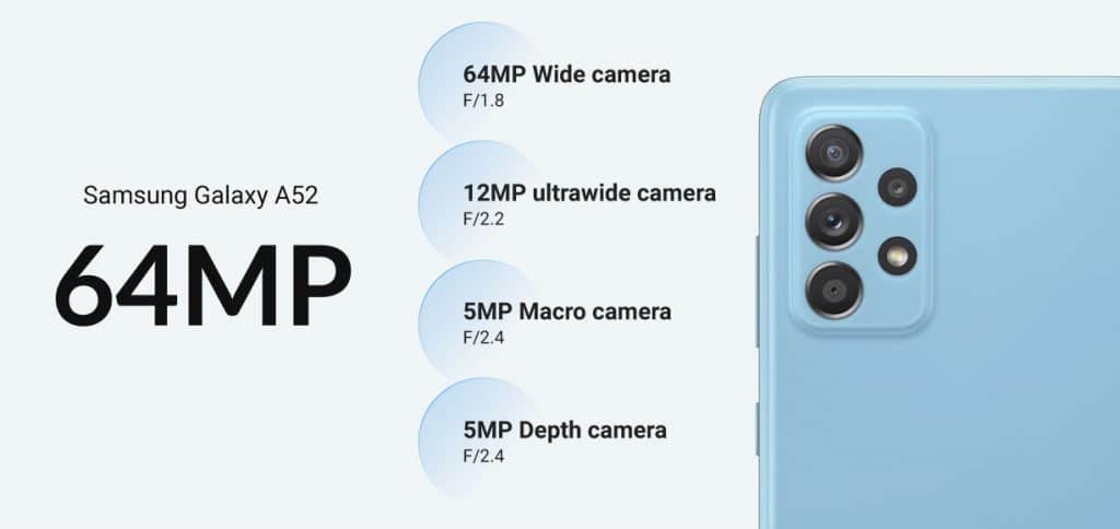 دوربین گوشی موبایل سامسونگ مدل Samsung Galaxy A52 ظرفیت 128 گیگابایت